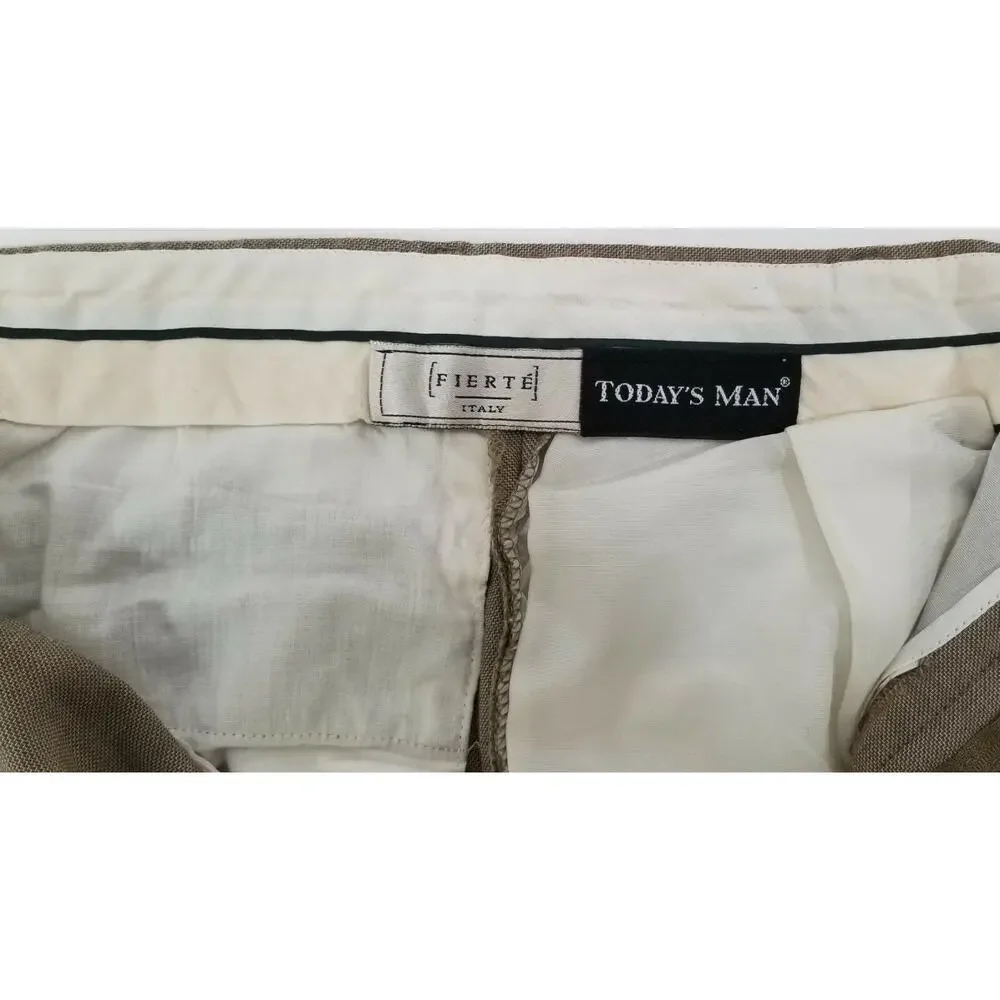 II) Today's Man Fierte Italy Costume Stage Prop Vintage Look Taupe Dress Pants